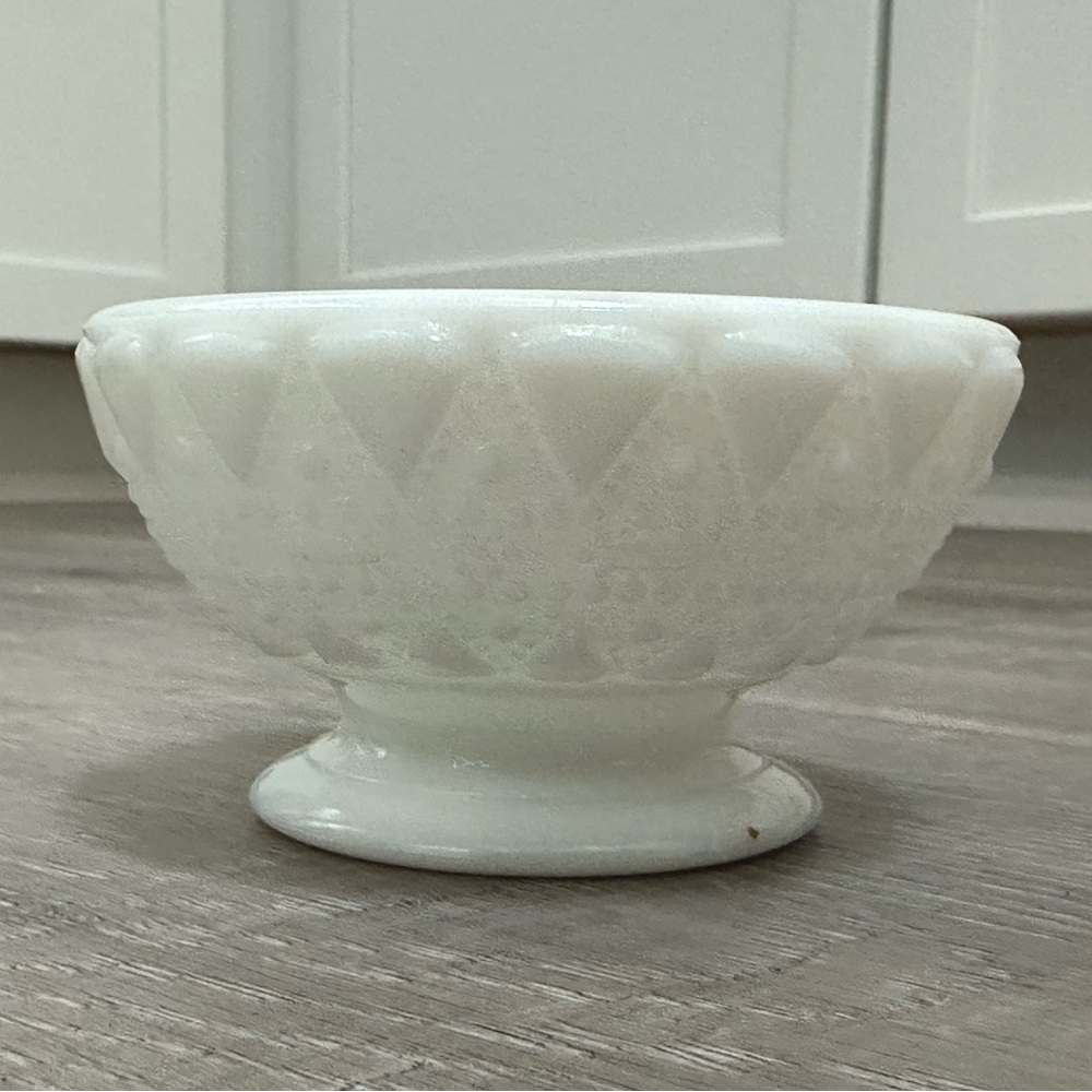 White Milk Glass Pedestal Dessert Bowl